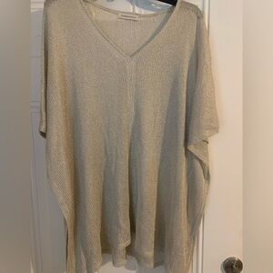 BCBGMaxAzria Festive Champagne Overlay Top With Silver Embellishment Size OS